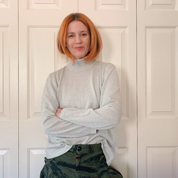 NWOT Escada silver metallic sweater, Size 44 - Picture 1 of 6